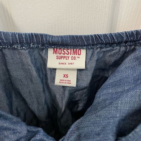 Mossimo Supply Co Denim Blue Tie Front Elastic Waist Romper Women’s Size XS - Picture 3 of 9